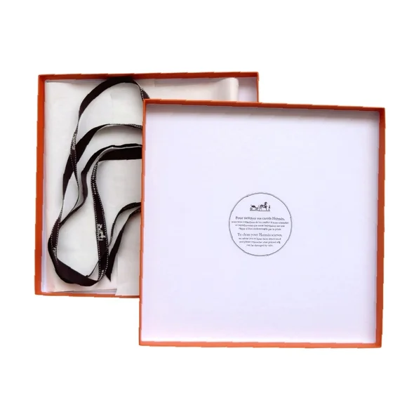 HERMES new authentic iconic orange square scarf gift box with ribbon
